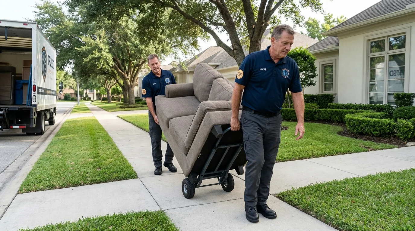 Local residential moving crew loading furniture in Park Hill, OK