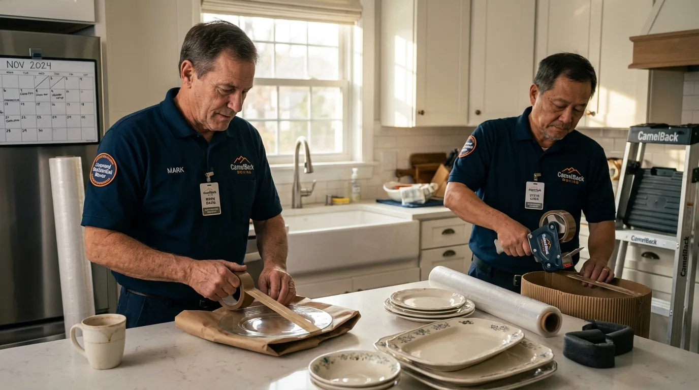Professional crew packing kitchen dishware in Park Hill, OK
